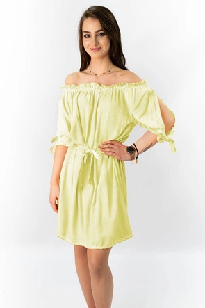 Sukienka hiszpanka z paskiem żółta (279art)