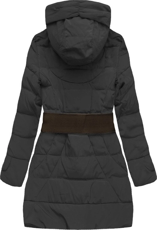 KURTKA Z KAPTUREM I PASKIEM CZARNA (1976)