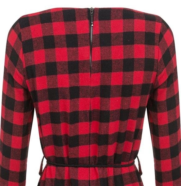 FLANELOWA TUNIKA W KRATĘ CZARNO-CZERWONA (1617-5)