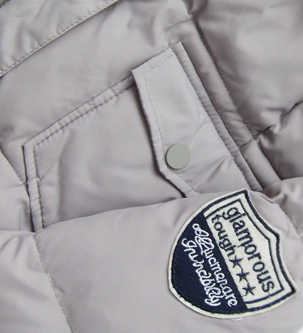 KURTKA ZIMOWA Z PUCHEM NATURALNYM SZARA (8087)