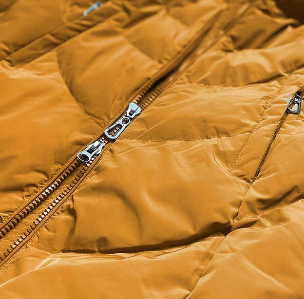 Kurtka zimowa damska z kapturem żółta (m-21306)