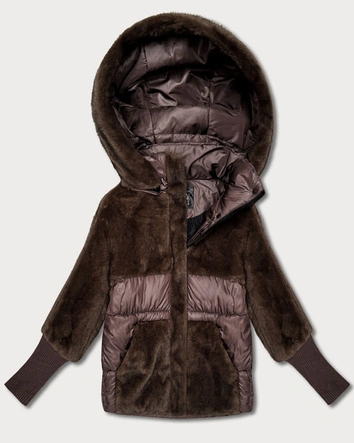  Kurtka zimowa damska z kapturem Goodlookin brązowa (LD-5562)