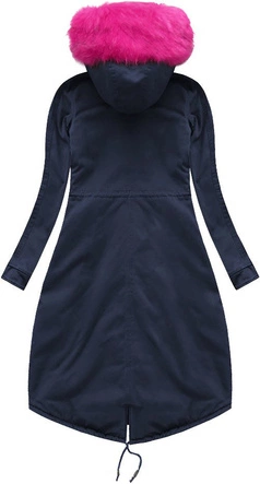 BAWEŁNIANA DŁUGA PARKA GRANATOWO-AMARANTOWA (7610)