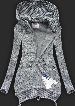 GRUBA BLUZA Z KAPTUREM CIEMNOSZARA (LX9910)