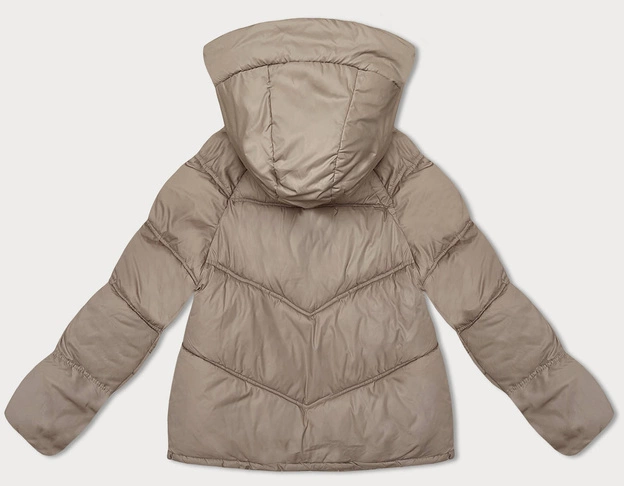 Luźna kurtka damska z kapturem beżowa (8118)