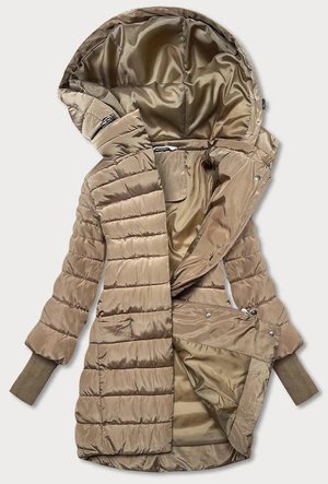 Kurtka damska z dzianinowymi ściągaczami camel (p22-6637-301)