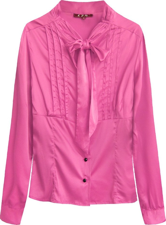 SATYNOWA KOSZULA Z WIĄZANĄ STÓJKĄ AMARANTOWA (X1066X)