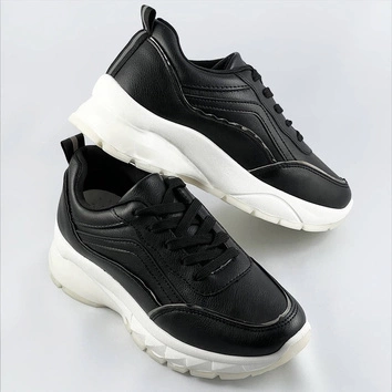 Damskie sneakersy z metaliczną lamówką czarne (bg-02)