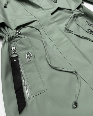 Lekka parka damska na podszewce Goodlookin szarozielona (KK60407-3#)