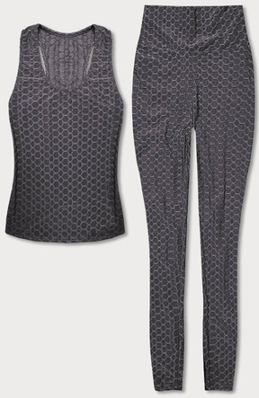 Sportowy komplet top i legginsy ciemnoszare (YW88037-2)