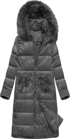 DŁUGA KURTKA Z KAPTUREM GRAFITOWA (PM7231)