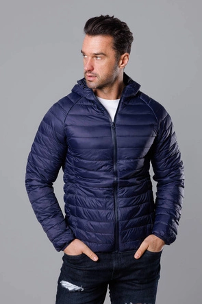 Pikowana kurtka męska z kapturem granatowa (HM112-4)