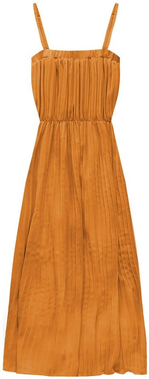 PLISOWANA SUKIENKA MIDI POMARAŃCZOWA 1 (9247-1)