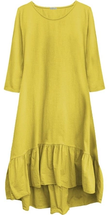 BAWEŁNIANA SUKIENKA OVERSIZE ŻÓŁTA (403/3ART)