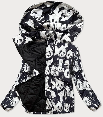 KURTKA ZIMOWA DAMSKA OVERSIZE PANDA BIAŁO-CZARNA (731ART)