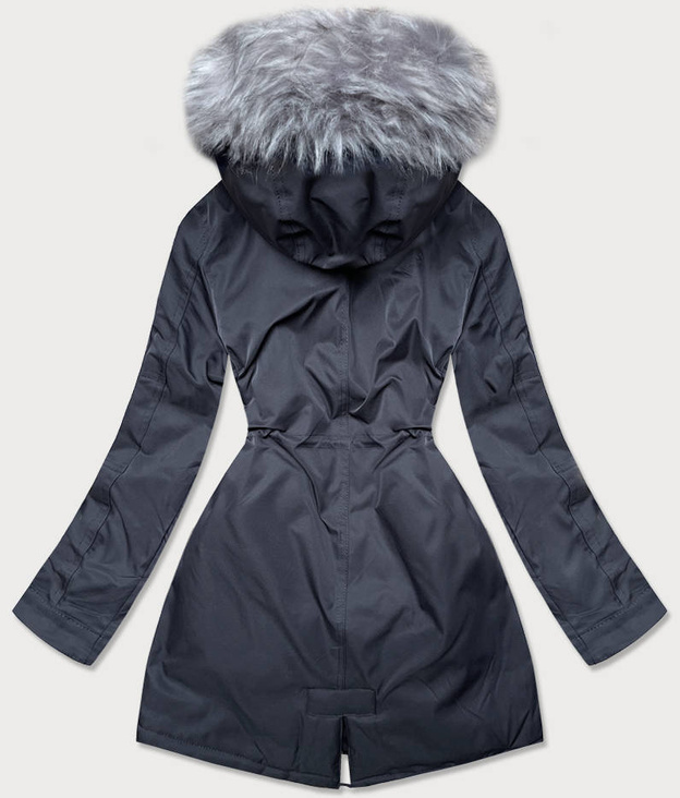 PARKA DAMSKA ZIMOWA Z FUTERKIEM GRANAT-SZARY (B532-3070)