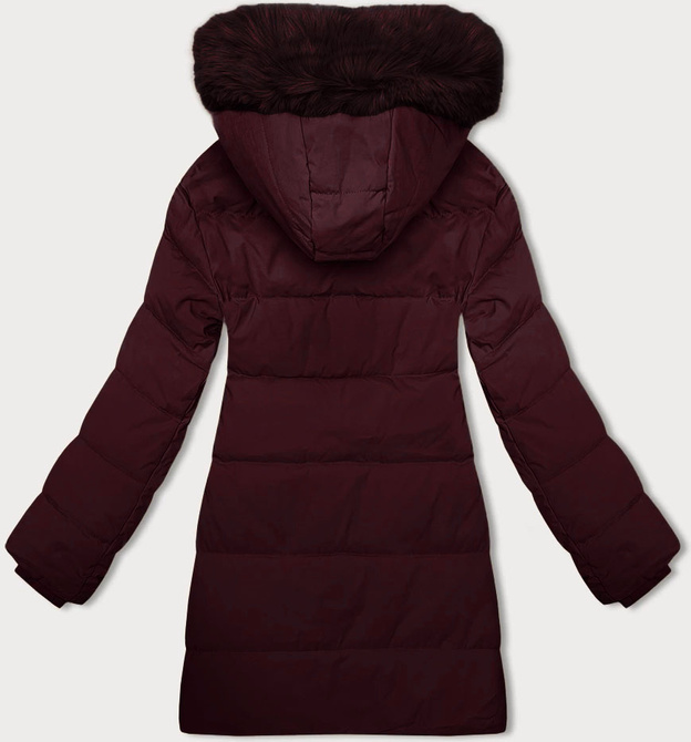 Zimowa kurtka damska z kapturem J Style bordowa (16M9099-06)