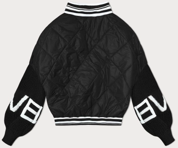 Kurtka damska bomberka ze swetrowymi rękawami czarna (2439)