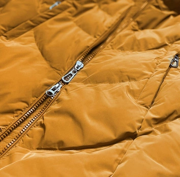 Kurtka zimowa damska z kapturem żółta (m-21306)