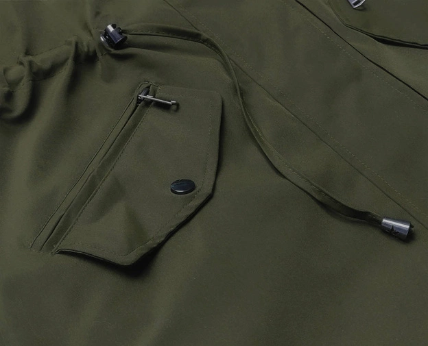 Cienka parka dwustronna damska army-czarna (16M9081-136)