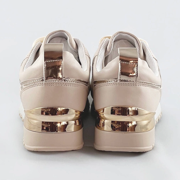 Damskie adidasy na podwyższonej podeszwie beżowe (666-20)