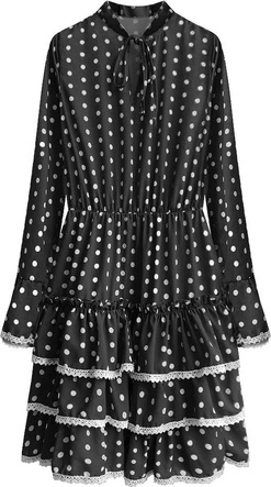 SUKIENKA W GROCHY CZARNA (472ART)