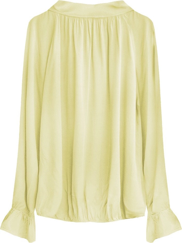 BAWEŁNIANA BLUZKA Z WIĄZANĄ STÓJKĄ ŻÓŁTA (298ART)