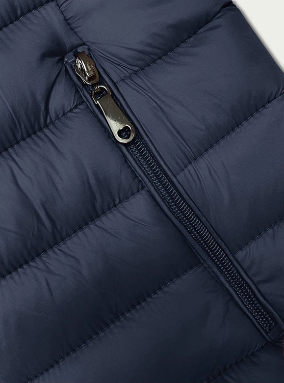 Pikowany bezrękawnik z kapturem damski granatowy (16M9139-215)