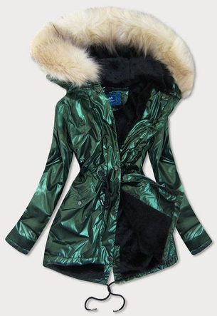 DAMSKA BŁYSZCZĄCA KURTKA PRZEJŚCIOWA ZIELONA (19143)