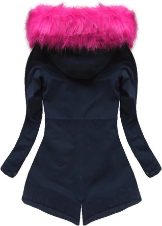 BAWEŁNIANA PARKA ZIMOWA GRANATOWO-RÓŻOWA (7599)