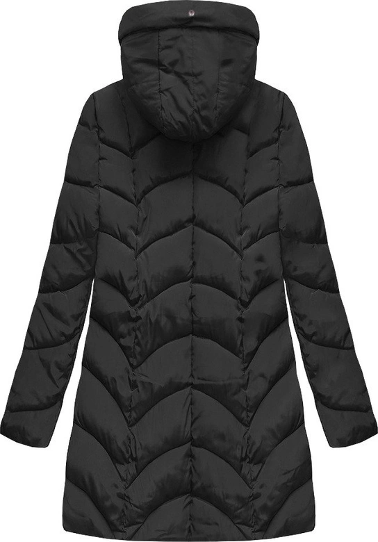 PIKOWANA KURTKA Z KAPTUREM CZARNA (X1801X)