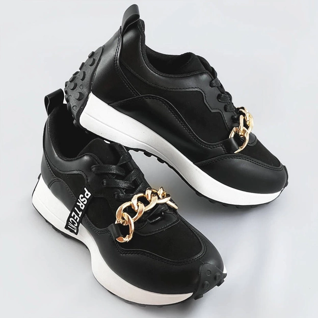 Buty sportowe z łańcuchem czarne (n-206)