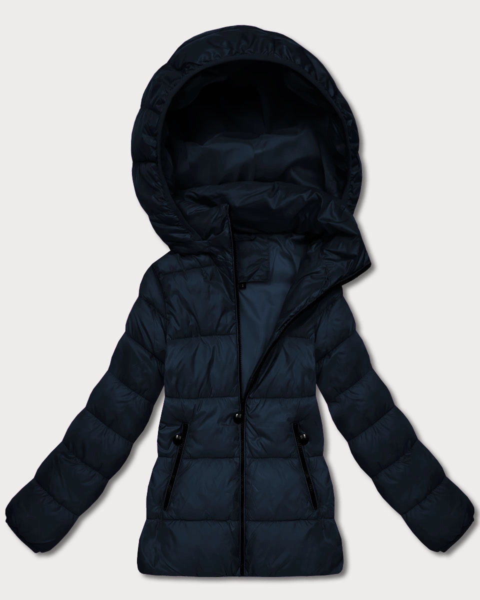 Pikowana zimowa kurtka damska do bioder granatowa (T3-2656#-99)