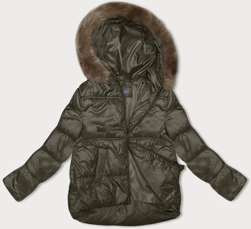 Zimowa kurtka damska z kapturem army (B8205-11)