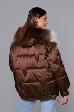 Krótka kurtka oversize brązowa (H-1109-79)