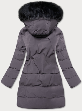 ZIMOWA KURTKA DAMSKA Z KAPTUREM CIEMNOSZARA (23071-4)
