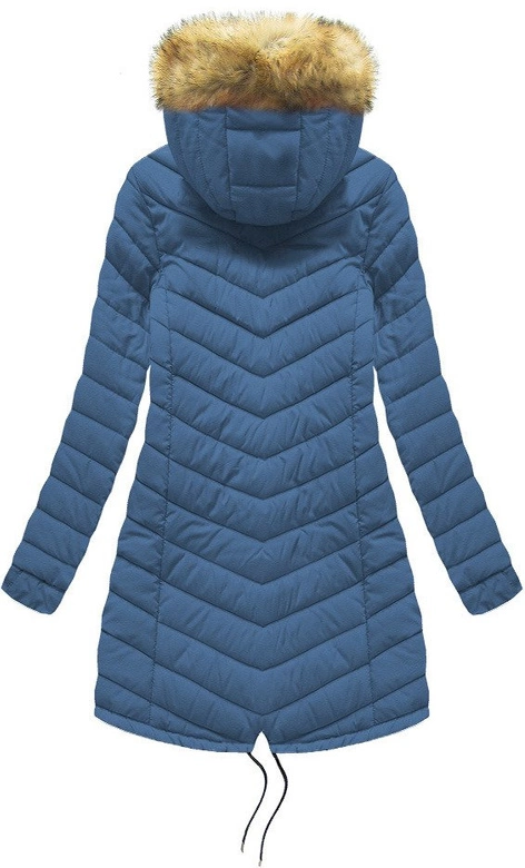 Dwustronna damska kurtka zimowa z kapturem czarno-niebieska (w214big)