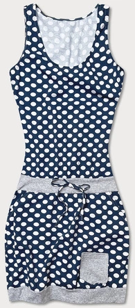 DAMSKA SUKIENKA W GROCHY Z KIESZONKĄ GRANATOWA (1570)