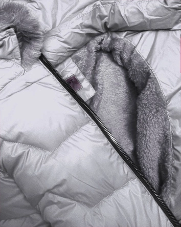 PIKOWANA KURTKA ZIMOWA Z KAPTUREM SZARA (B2719-9)