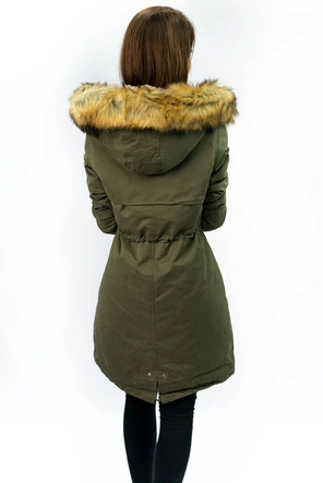 CIEPŁA PARKA DAMSKA ZIMOWA  Z PODPINKĄ KHAKI (XW162X)