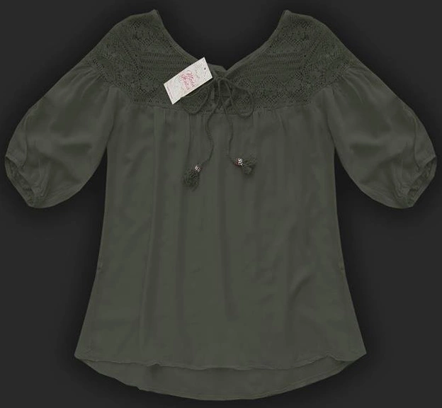 ZWIEWNA BLUZKA BOHO KHAKI (GOOD46)