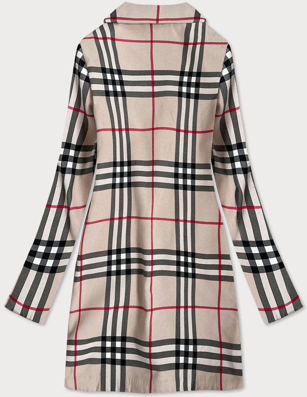 KLASYCZNY PŁASZCZ DAMSKI KRATKA BURBERRY BEŻOWY (23162)