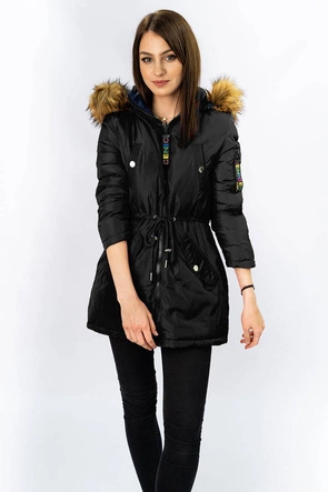 DWUSTRONNA ZIMOWA KURTKA DAMSKA Z KAPTUREM CZARNO-GRANATOWA (7313)