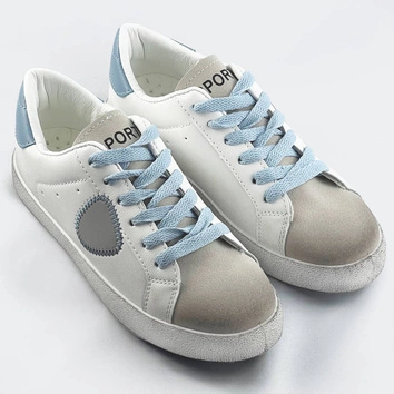 Damskie trampki z łączonych materiałów biało-niebieskie (1088)