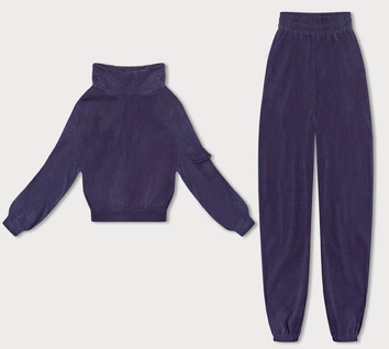 Dresowy komplet damski typu wafel śliwkowy (AMG-339A)