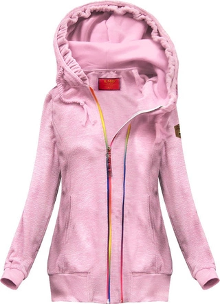 BLUZA Z KOLOROWYM SUWAKIEM JASNORÓŻOWA (391)