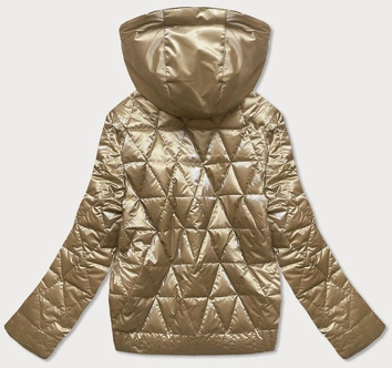 Metaliczna kurtka damska z kapturem złota (2021-01)