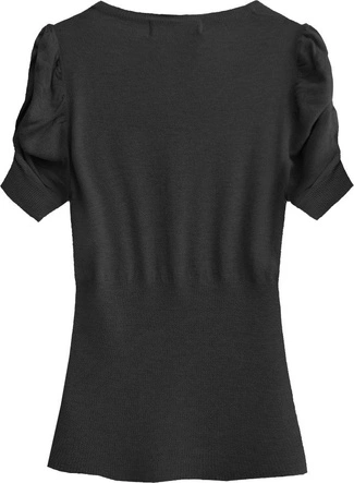 SWETER Z BUFIASTYMI RĘKAWAMI CZARNY (1576)