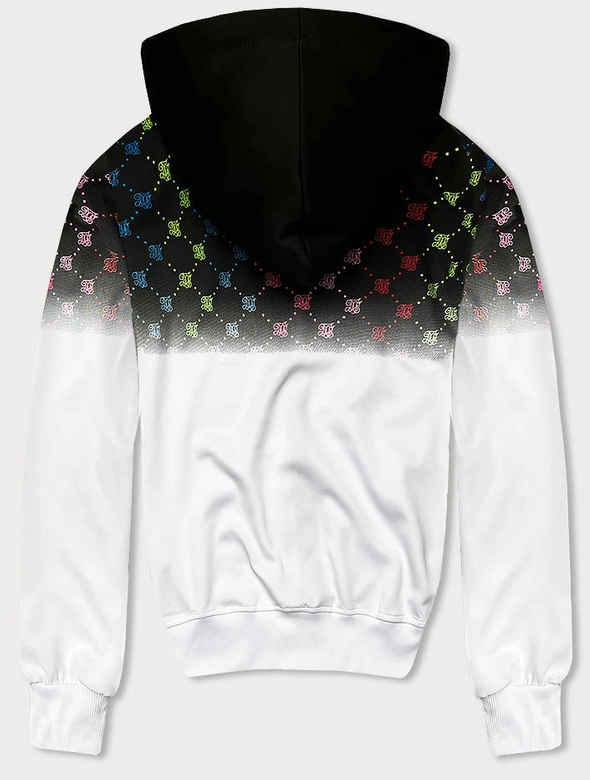 Rozpinana bluza męska z kolorowym nadrukiem czarno-biała (8B989-1)