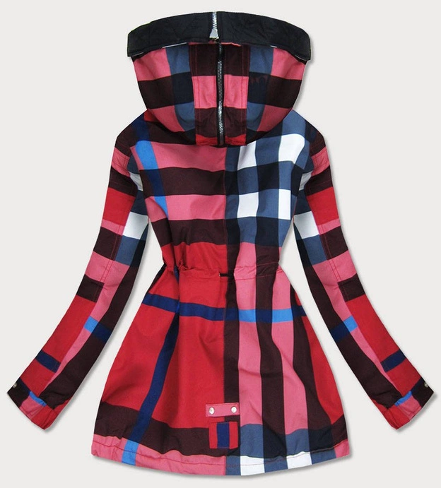 Dwustronna kurtka damska czerwono-czarna (w653)